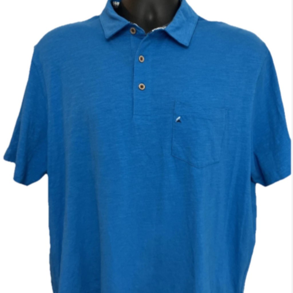 Taylor Vintage Mens Xl Short Sleeve Blue Buttoned Collar Short W Pocket WFlaw